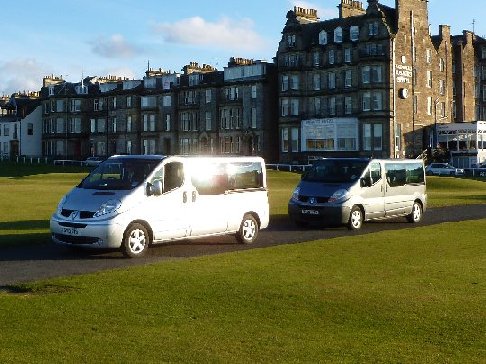 Vehicles crossing the Old Course at St Andrews